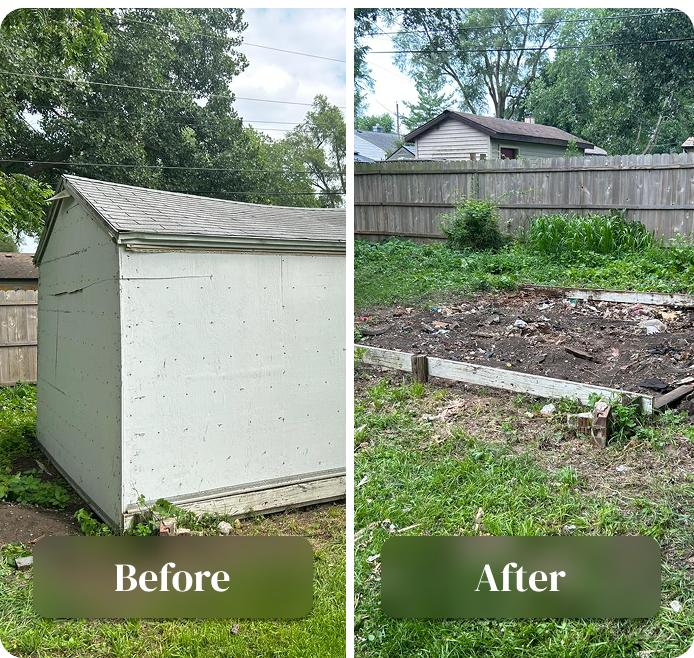 Shed removal before and after