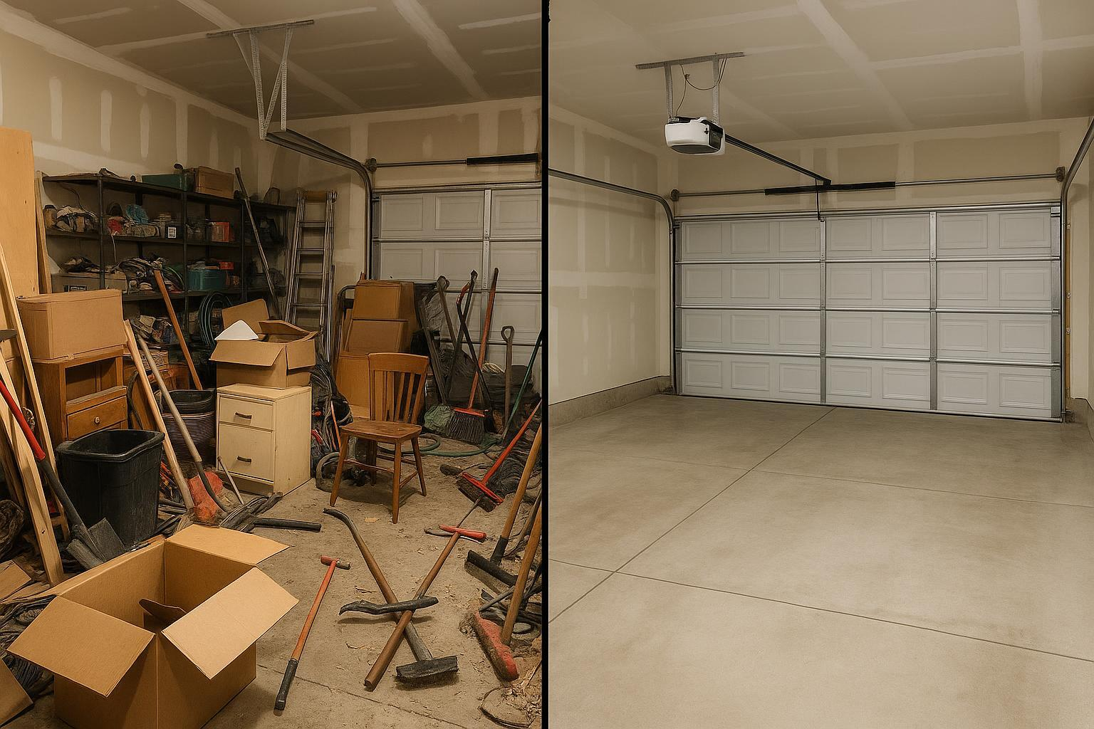 Garage cleanout before and after
