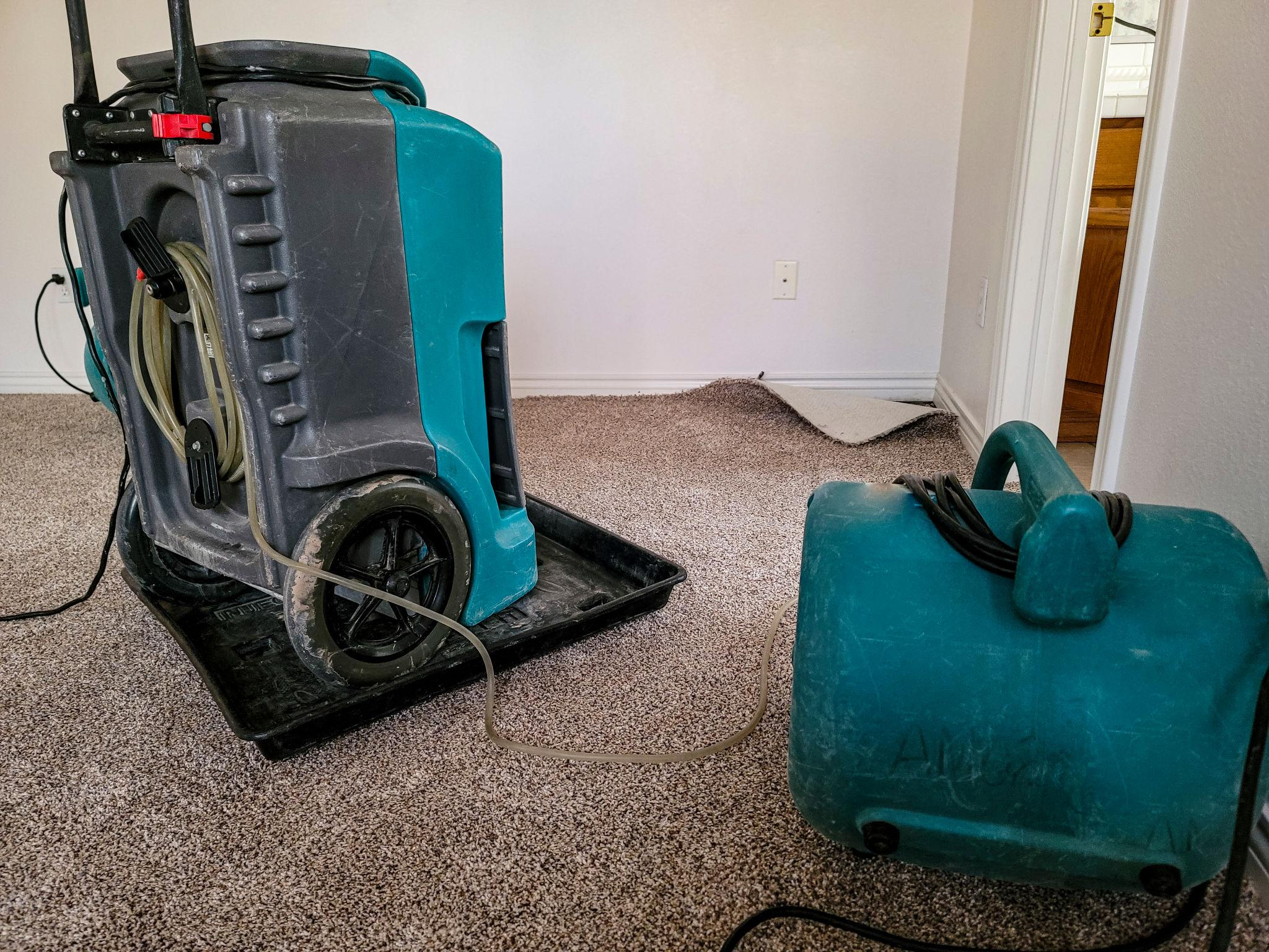 Water extraction and drying equipment close up